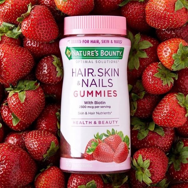 Hair, Skin & Nails 80 gomas Morango - Nature's Bounty - Imagem 2